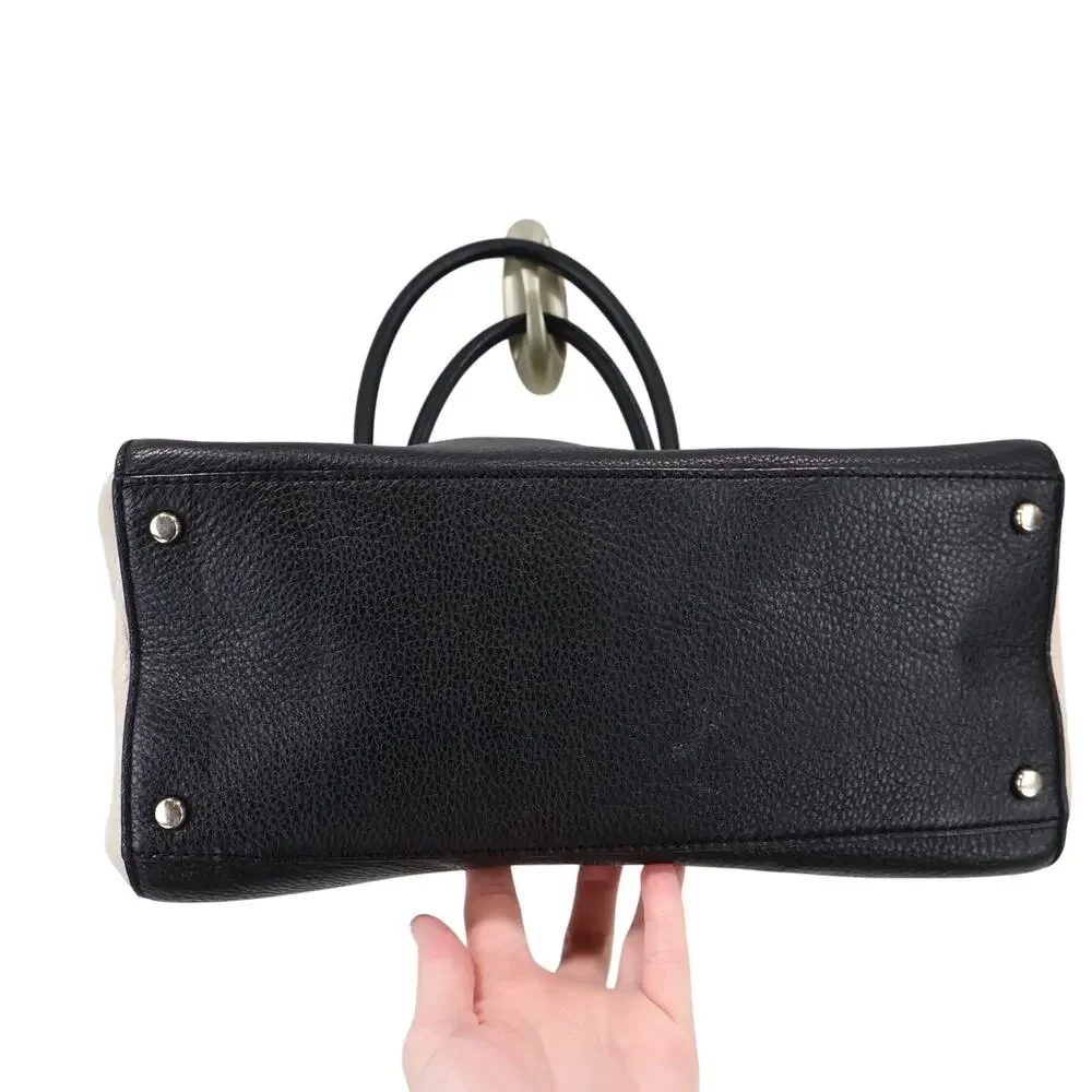 Kate Spade Ollie Magnolia Park Two Tone Leather Black Cream Handbag Satchel